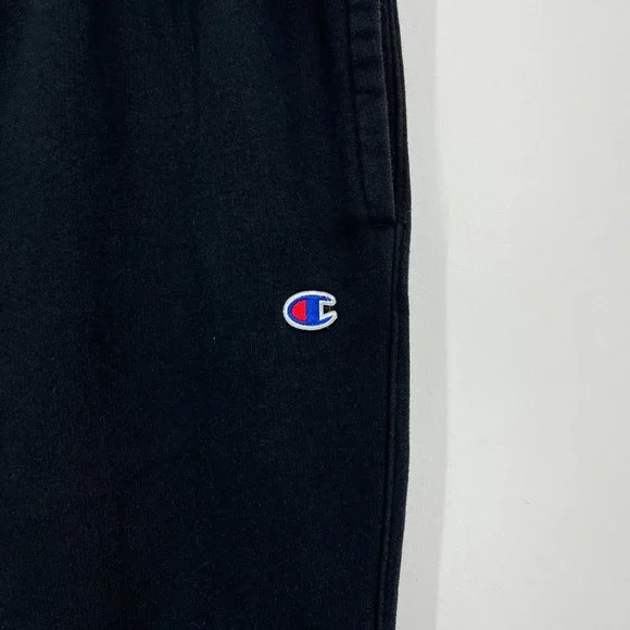 Champion Sweatpants Men's Size M Black Tapered Leg Pockets Drawstring - Picture 5 of 9